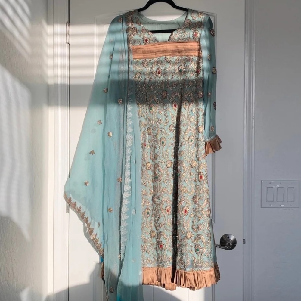 2 piece shalwar kameez maxi style heavy stone work embroidery